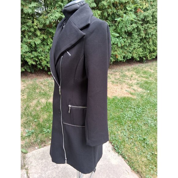 Black Biker Moto Stylish Coat Medium - Picture 6 of 7